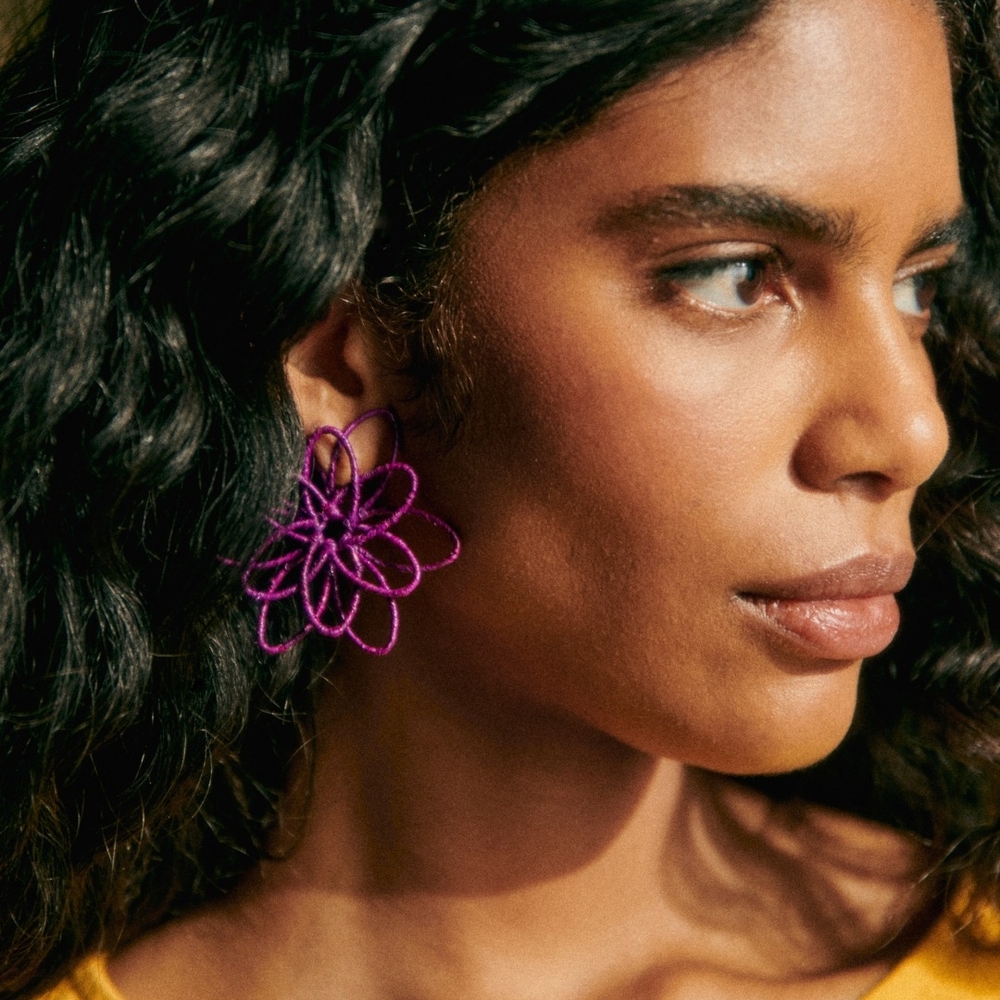 Sezane Purple Geometric Earrings Statement Jewelry